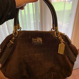 Coach brown suede handbag